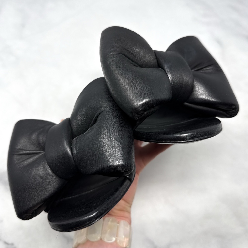 OFF-WHITE Leather Oversized Padded Bow Allen Wrench Mule Sandal Heels Black 36 - Picture 4 of 12